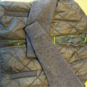 Navy Quilted Barbour Jacket with Knit Sleeves